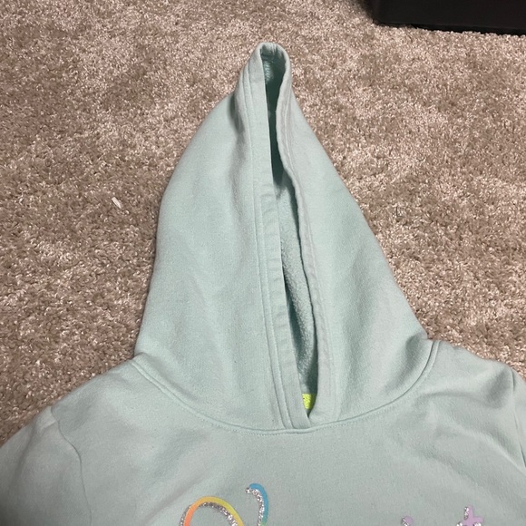 Cat & Jack Girl's Pullover Hoodie Blue “Optimist” In Rainbow Glitter Colors 7/8M - Picture 4 of 12